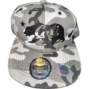 Cali Gray Camo Hat Black Bear Embroidered Logo California SnapBack Cap Flat Brim